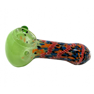 3" Frit Head Polka Dot & Spiral RibbonSpoon Hand Pipe - (Pack of 2) [ZD190-2]